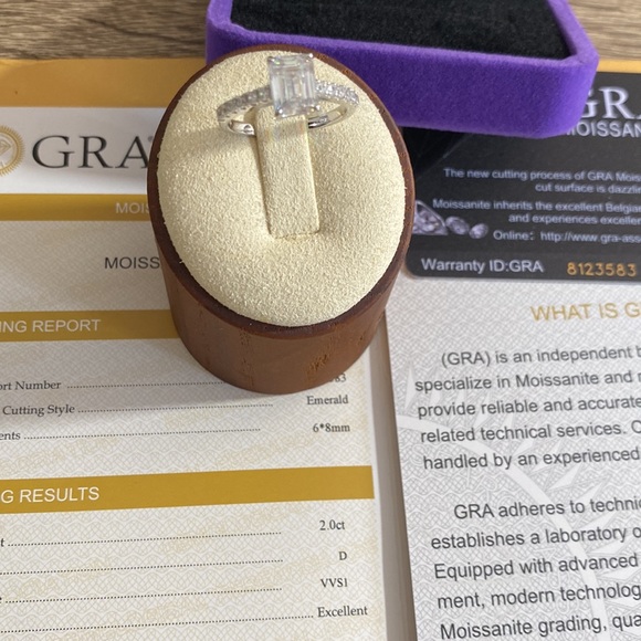 2Ct Emerald Cut GRA Moissanite Ring 18KGP S925 NEW - Picture 3 of 15